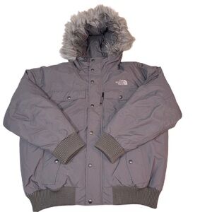 The North Face XXL Gotham Hyvent Jacket Coat Fur Hood Gray EUC